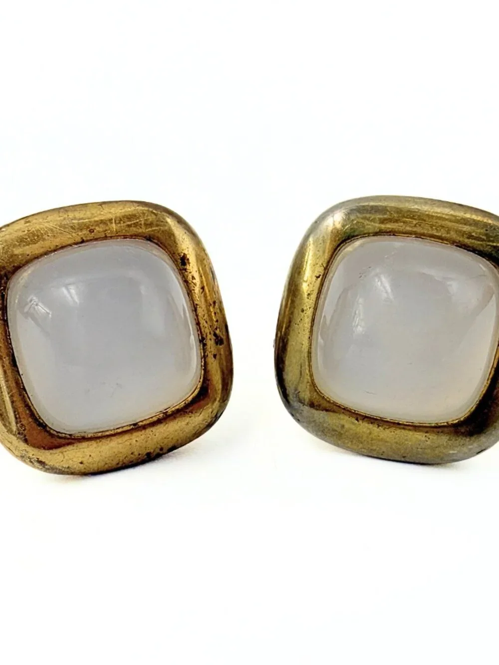 Antique Art Deco Anson Sugarloaf Opalite Gold Tone Cufflinks